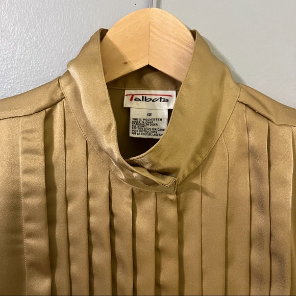 Talbots Gold Pleated Blouse - Picture 2 of 10
